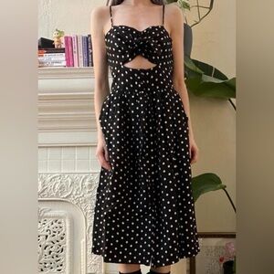 Xhilaration Black and White Polka Dot Midi Dress